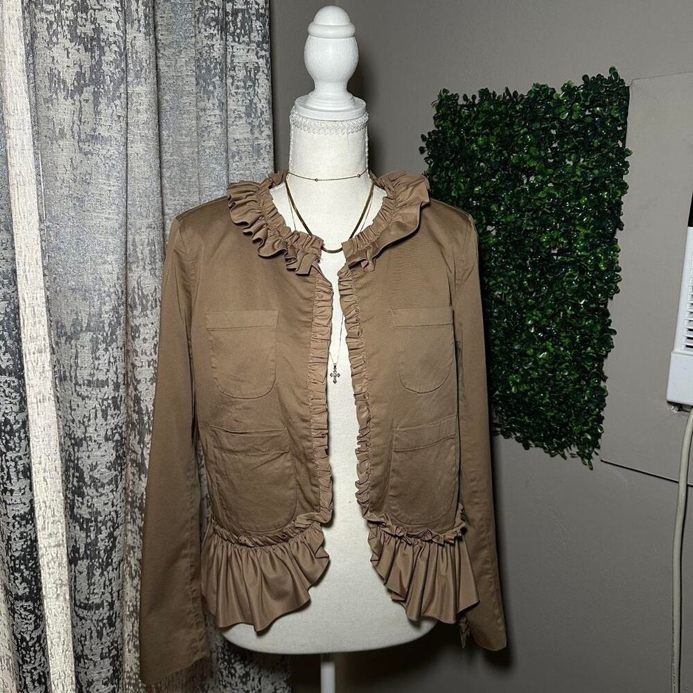 J. Crew khaki ruffled jacket